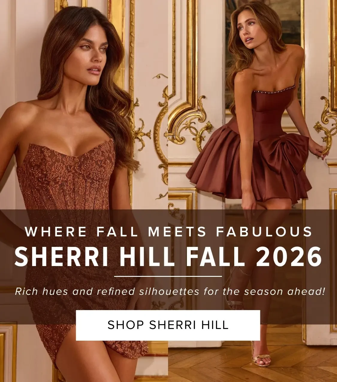 Sherri Hill fall 2026 homecoming dresses at Whatchamacallit. Sherri's largest retailer in Texas